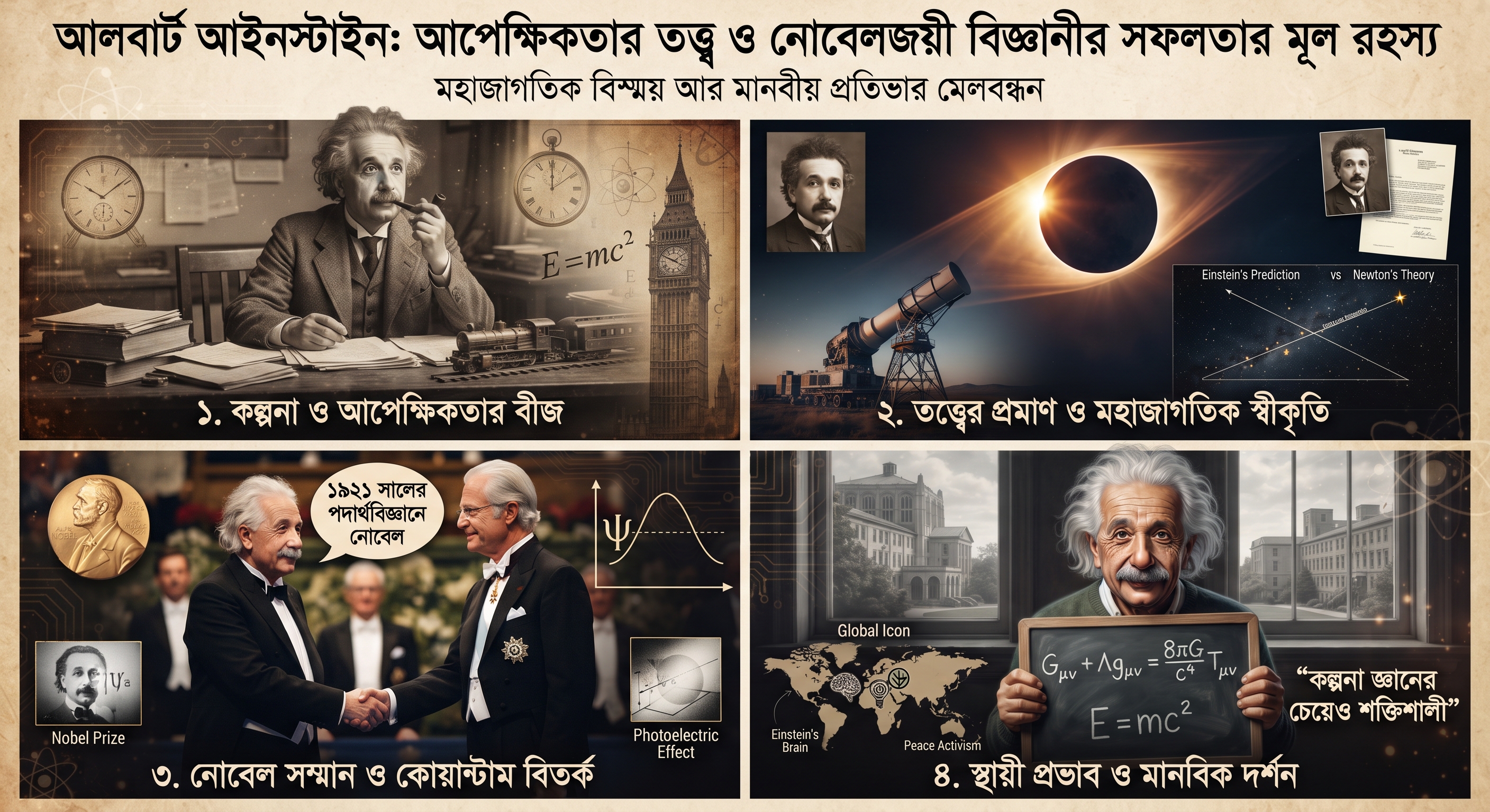 আলবার্ট আইনস্টাইন: আপেক্ষিকতার তত্ত্ব ও নোবেলজয়ী বিজ্ঞানীর সফলতার মূল রহস্য