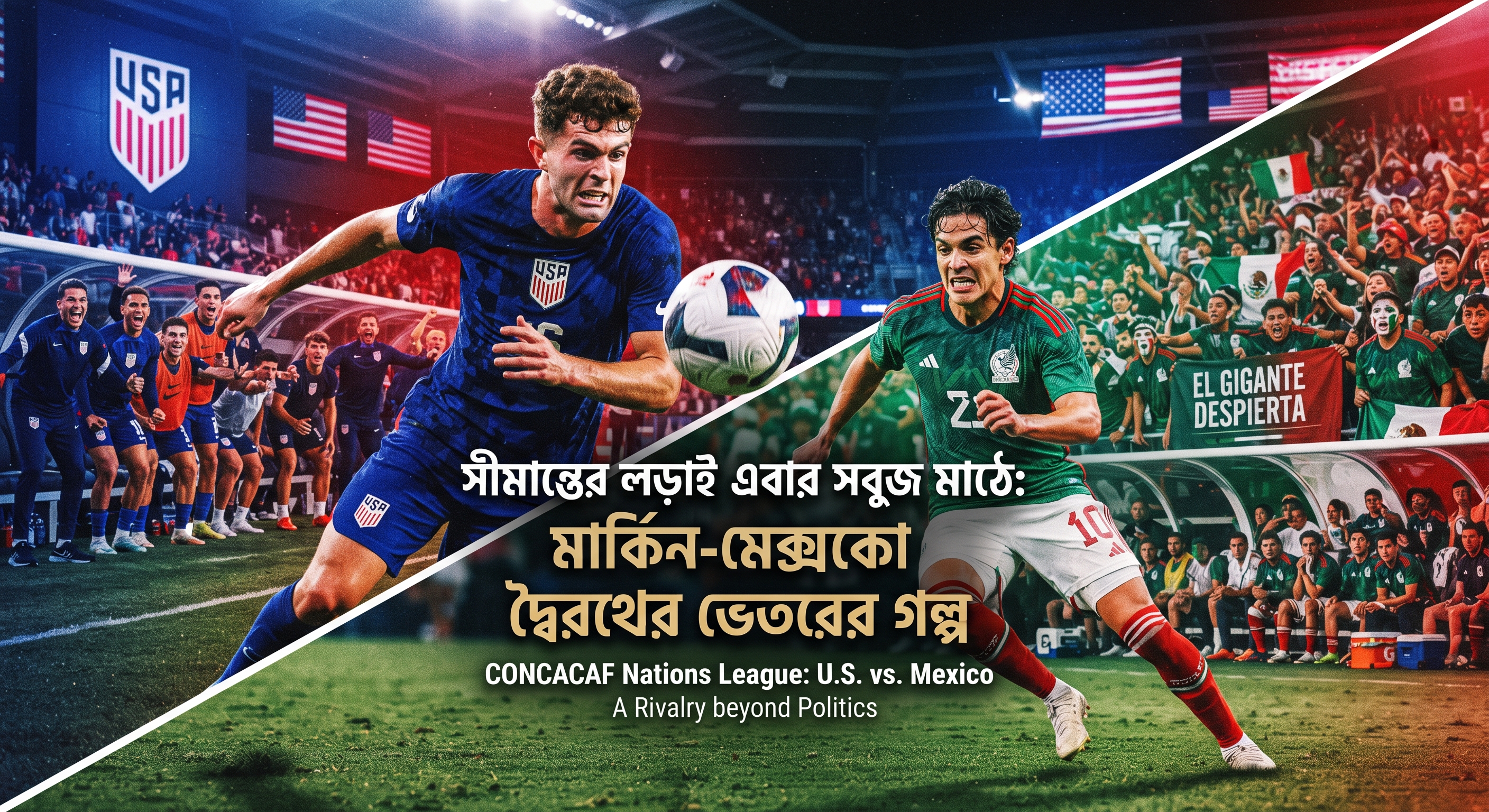 সীমান্তের লড়াই এবার সবুজ মাঠে: মার্কিন-মেক্সিকো দ্বৈরথের ভেতরের গল্প