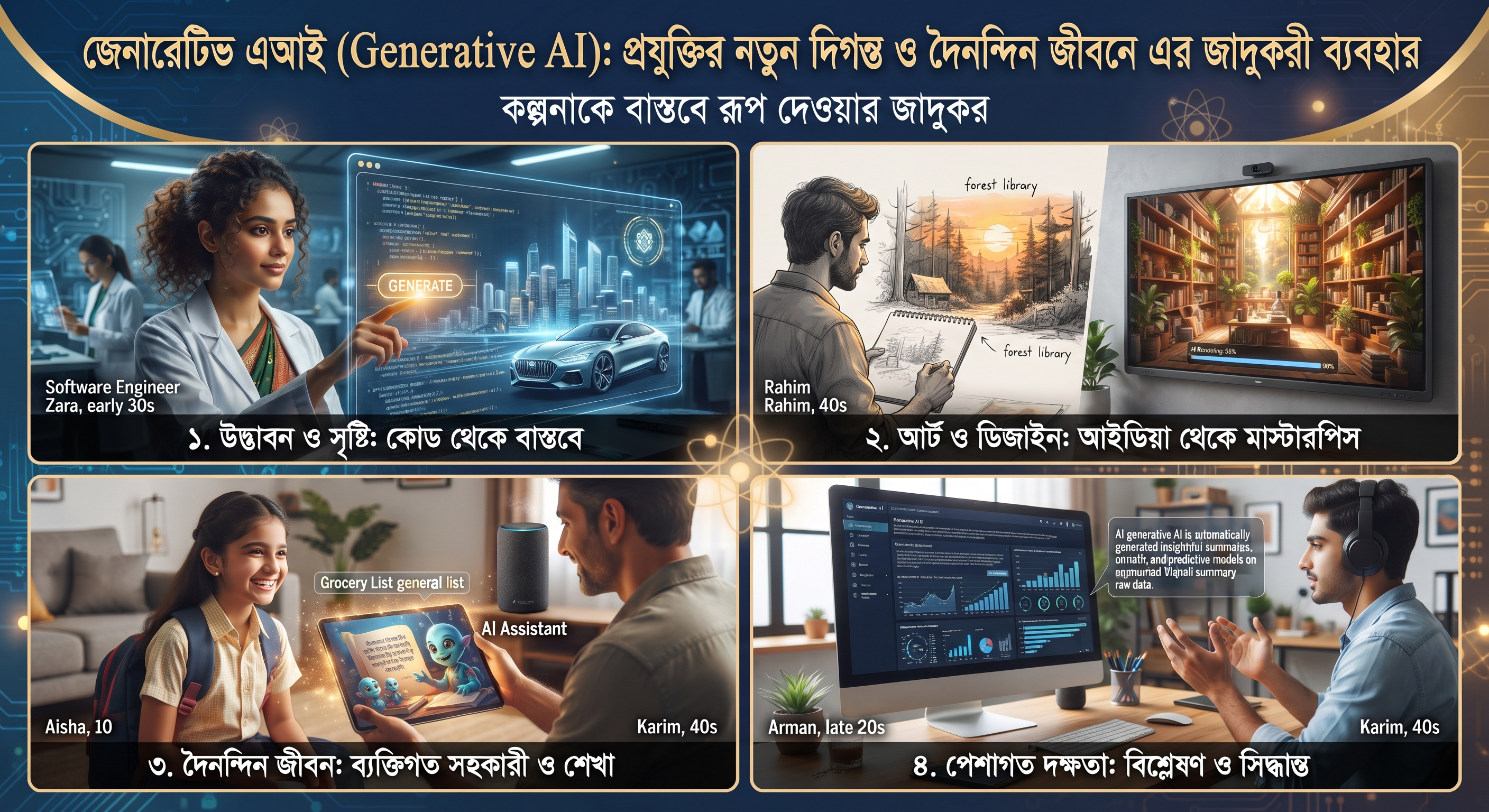 জেনারেটিভ এআই (Generative AI): প্রযুক্তির নতুন দিগন্ত ও দৈনন্দিন জীবনে এর জাদুকরী ব্যবহার