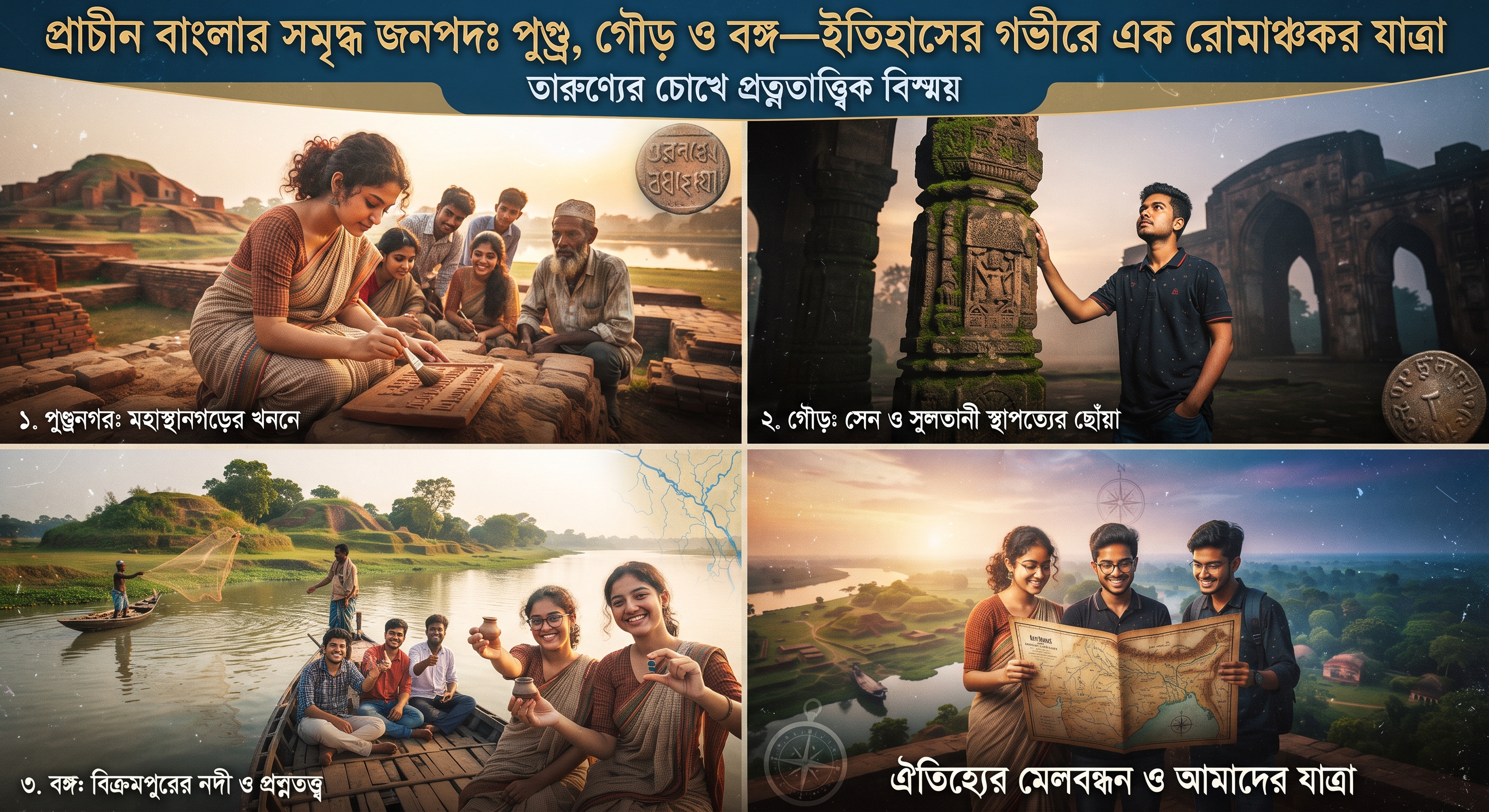 প্রাচীন বাংলার সমৃদ্ধ জনপদ: পুণ্ড্র, গৌড় ও বঙ্গ—ইতিহাসের গভীরে এক রোমাঞ্চকর যাত্রা