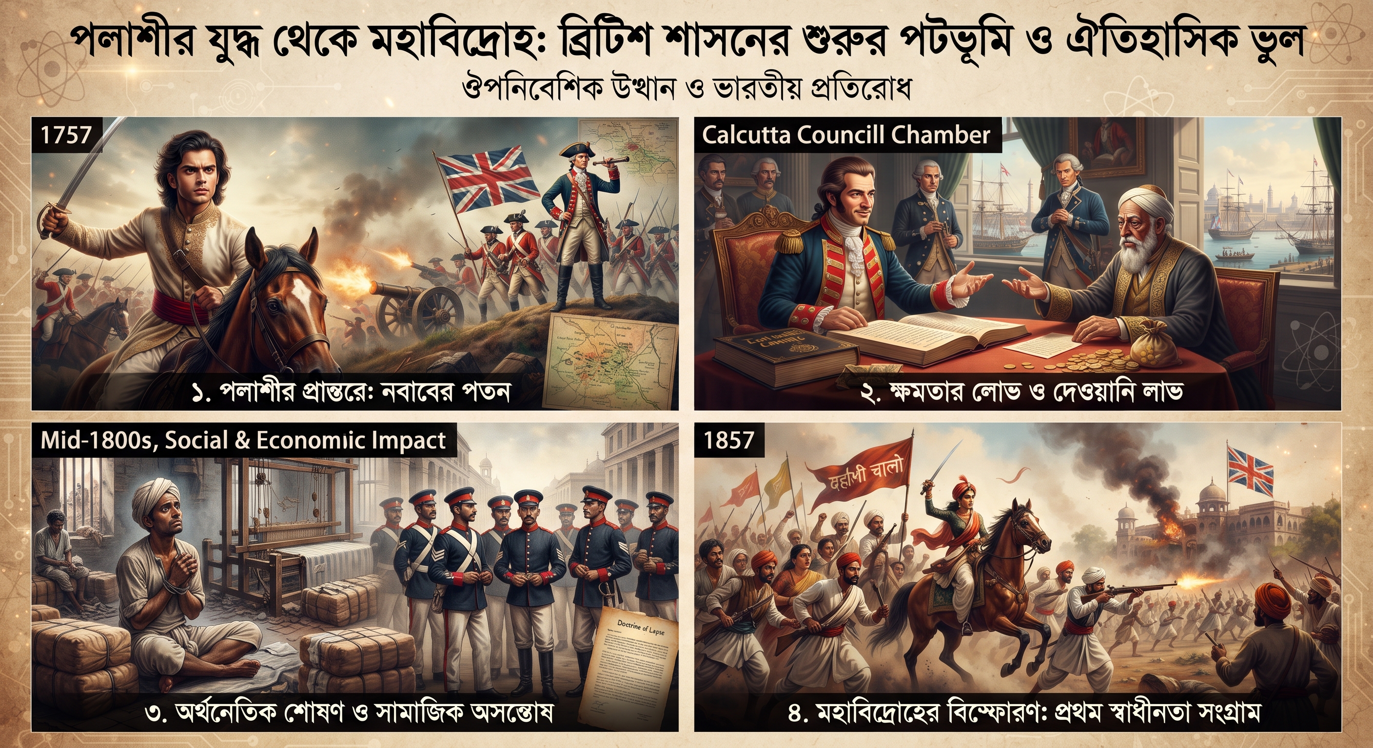 পলাশীর যুদ্ধ থেকে মহাবিদ্রোহ: ব্রিটিশ শাসনের শুরুর পটভূমি ও ঐতিহাসিক ভুল