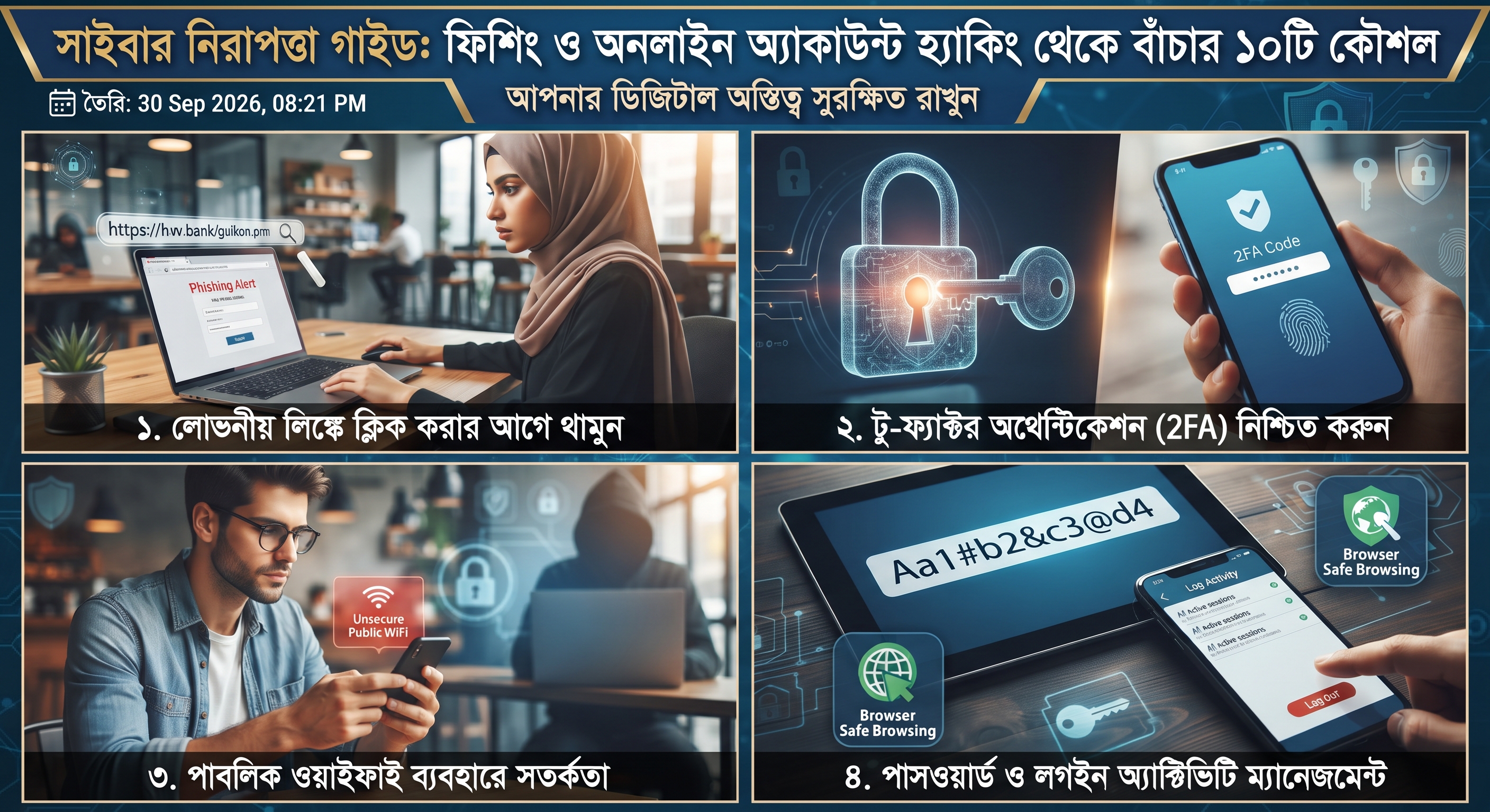 সাইবার নিরাপত্তা গাইড: ফিশিং ও অনলাইন অ্যাকাউন্ট হ্যাকিং থেকে বাঁচার ১০টি কৌশল