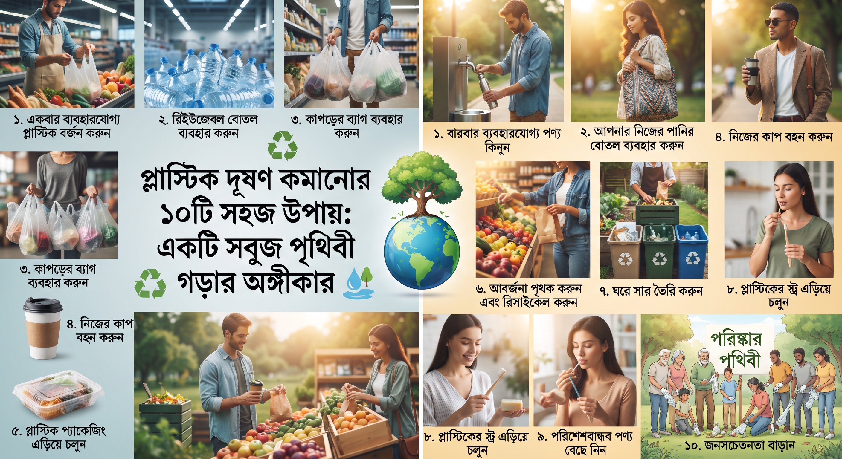 প্লাস্টিক দূষণ কমানোর ১০টি সহজ উপায়: একটি সবুজ পৃথিবী গড়ার অঙ্গীকার
