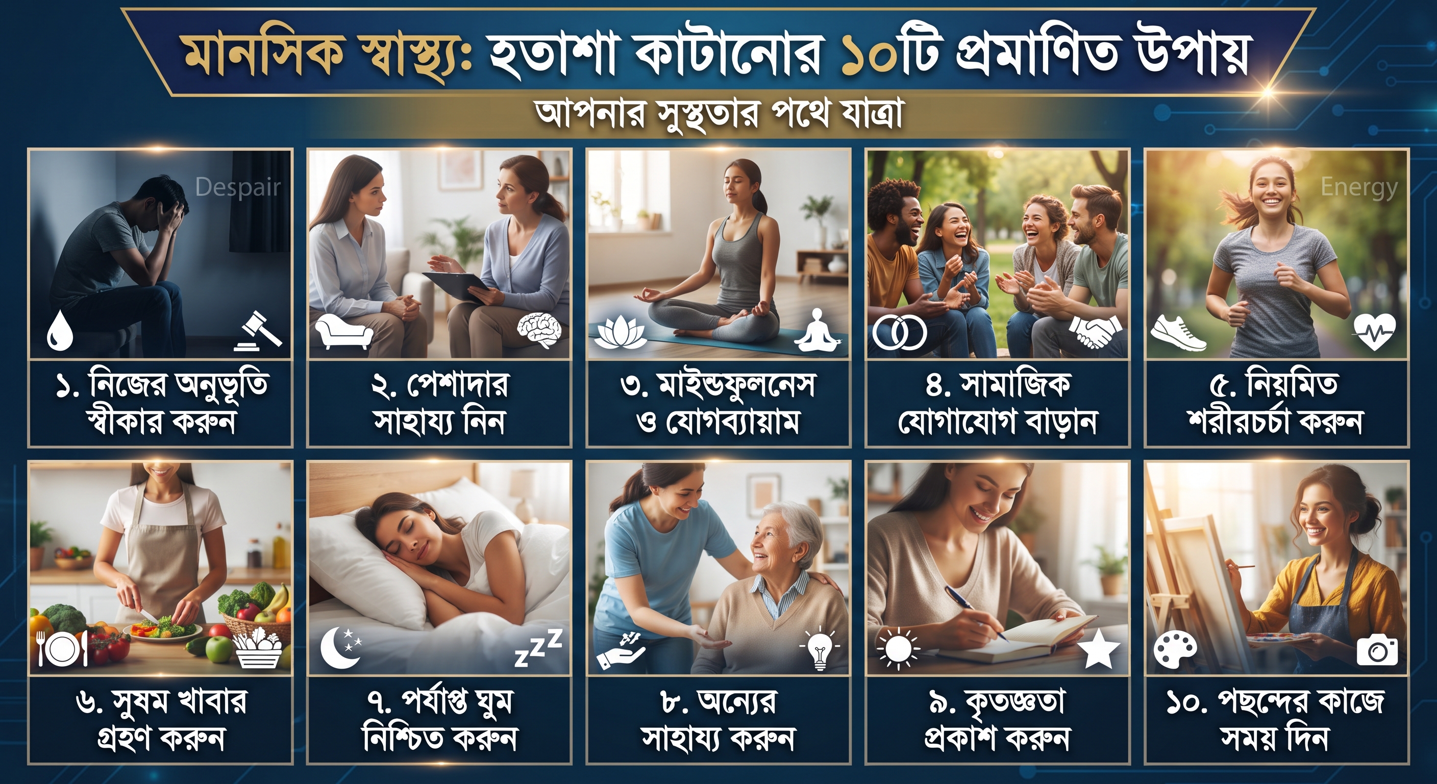 মানসিক স্বাস্থ্য: হতাশা কাটানোর ১০টি প্রমাণিত উপায়: বিস্তারি