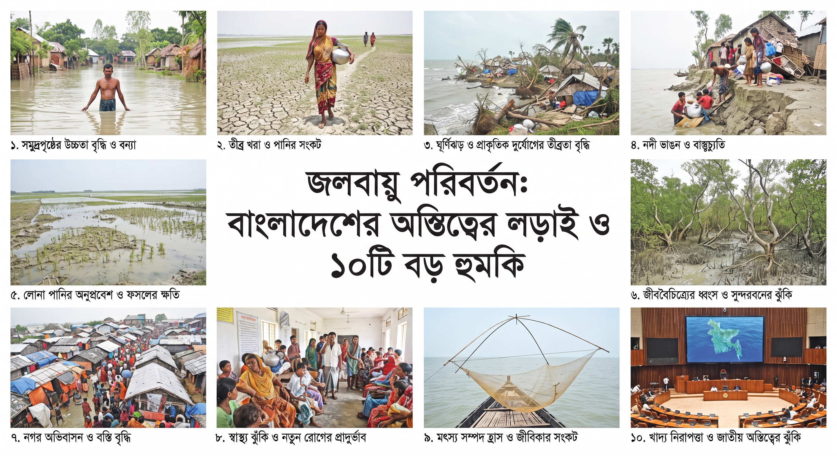 জলবায়ু পরিবর্তন: বাংলাদেশের অস্তিত্বের লড়াই ও ১০টি বড় হুমকি