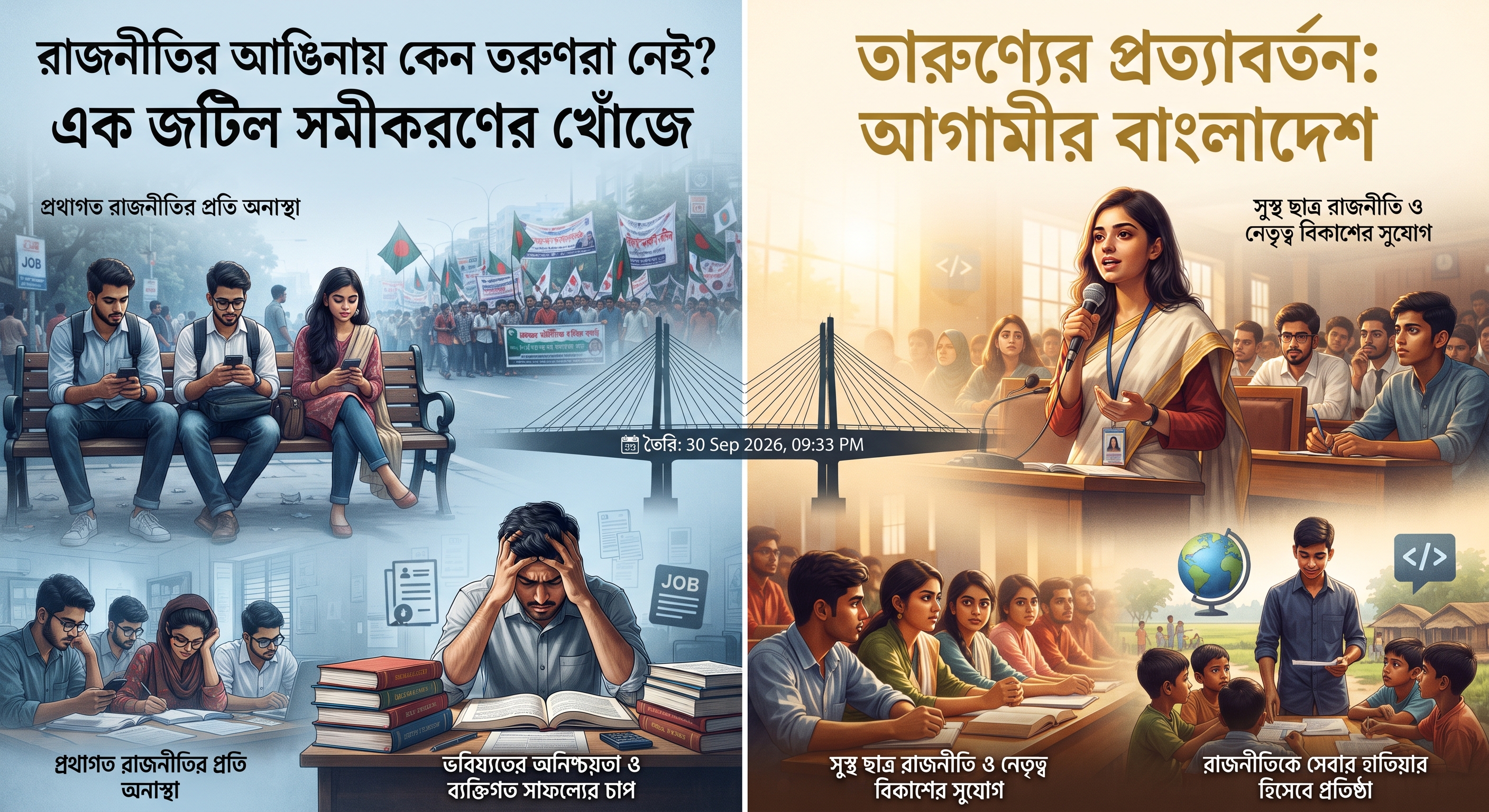 এখানে বাংলাদেশের তরুণ প্রজন্মের রাজনীতিবিমুখতা নিয়ে একটি বিশ